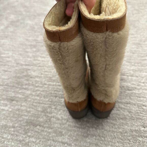 VTG Quoddy Moccasins Boots Brown Shearling Leather USA Made 60s Western Boho - Picture 8 of 15